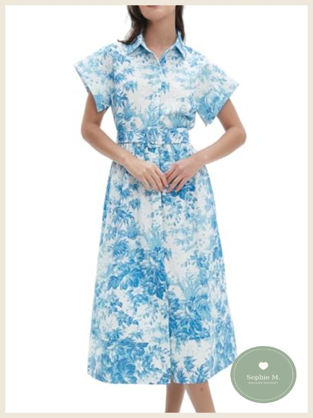 Floral Button Down Shirt Dress with Pockets, Midi Length